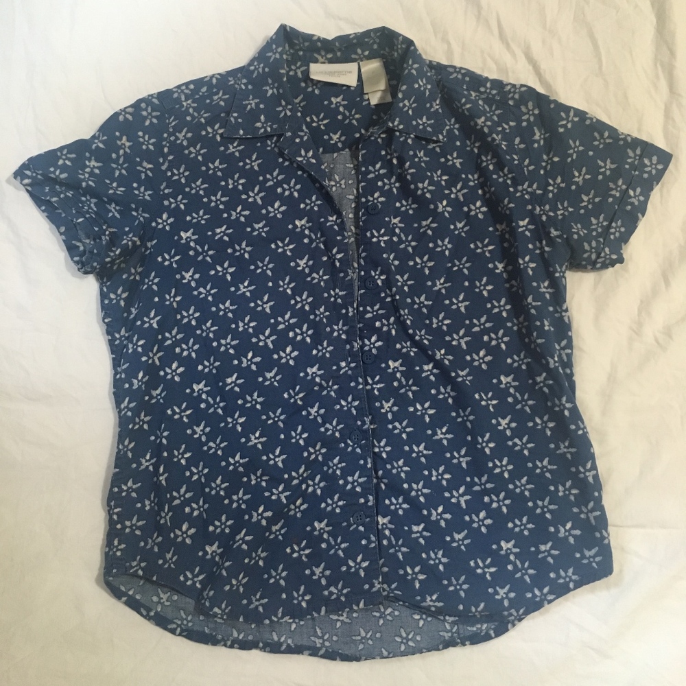 Blue Button Up Floral Shirt